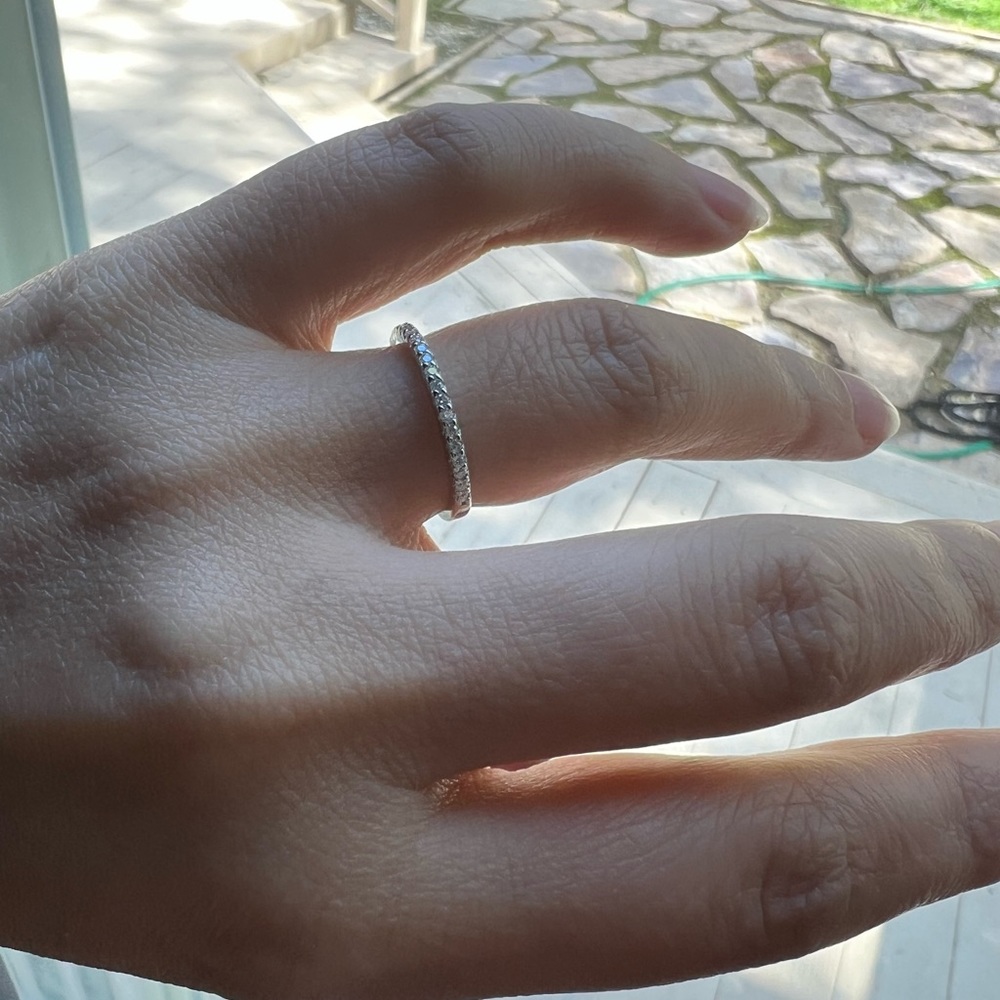 Brand New Moissanite Wedding Band 18K White Gold Plated Sterling Silver Rings - Picture 6 of 16